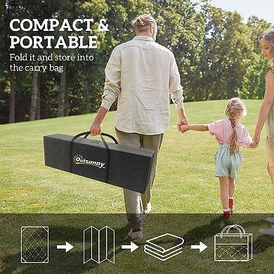 Outsunny Outdoor Rug, 9' x 18' Floor Mat, Blue White Gourd Border