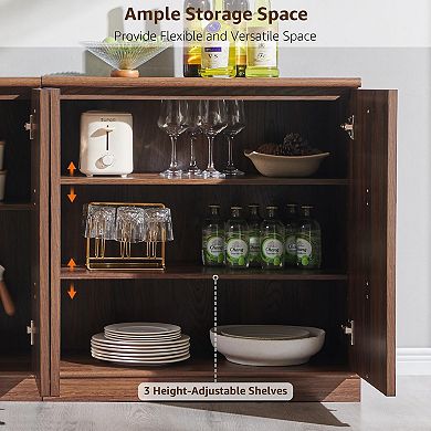 Modern Sideboard with Adjustable Shelves for Kitchen or Living Room