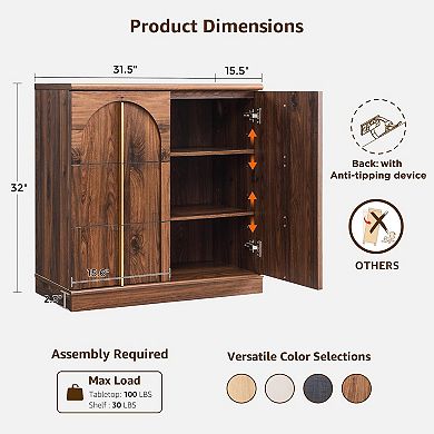 Modern Sideboard with Adjustable Shelves for Kitchen or Living Room