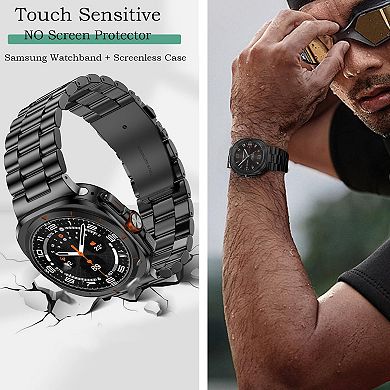 Samsung Galaxy Watch Ultra 47mm Stainless Strap with PC Case - elegant, durable, gift perfect