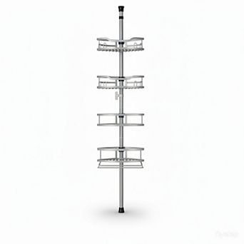 Tension Pole Shower Caddy 4 tier Rustproof Adjustable with Soap Rack