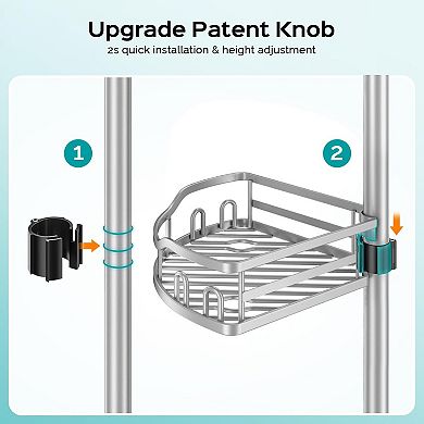Tension Pole Shower Caddy 4 Tier Rustproof Adjustable with Soap Rack