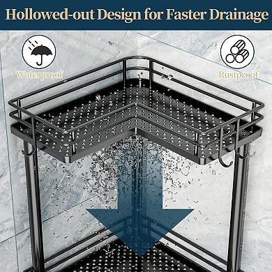 Standing Corner Shower Caddy 3 Tier Stainless Steel with Soap Holder