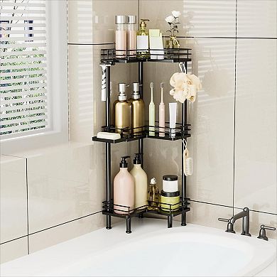 Standing Corner Shower Caddy 3 Tier Stainless Steel with Soap Holder