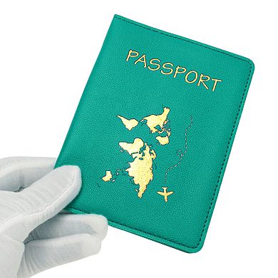 Gold-Stamped Map Passport Holder 1 Pc