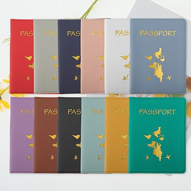 Gold-Stamped Map Passport Holder 1 Pc