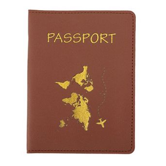Gold-Stamped Map Passport Holder 1 pc