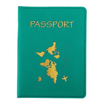 Gold-Stamped Map Passport Holder 1 pc