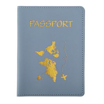 Gold-Stamped Map Passport Holder 1 pc