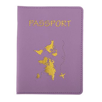 Gold-Stamped Map Passport Holder 1 pc