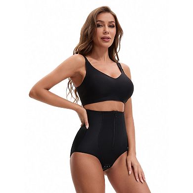 2 Packs Women's Hook Zipper Front Closure Slimming Waist Hip Lifter Control Panties Briefs