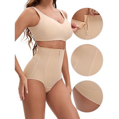 2 Packs Women's Hook Zipper Front Closure Slimming Waist Hip Lifter Control Panties Briefs