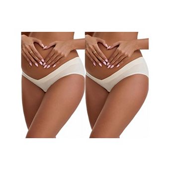 2 Packs Women's Cotton Low Waist Under the Bump Maternity Briefs Pregnancy Classic Underwear