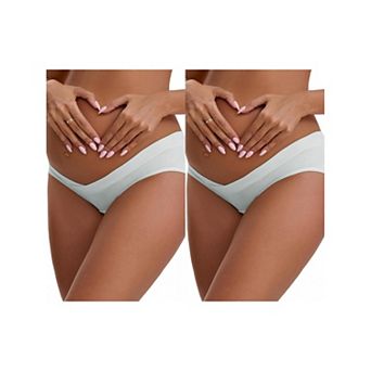 2 Packs Women's Cotton Low Waist Under the Bump Maternity Briefs Pregnancy Classic Underwear