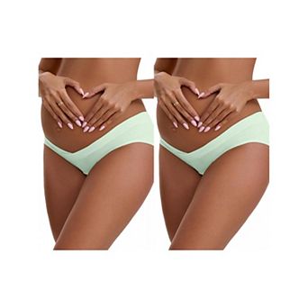 2 Packs Women's Cotton Low Waist Under the Bump Maternity Briefs Pregnancy Classic Underwear