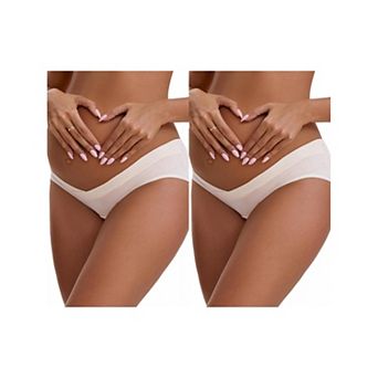 2 Packs Women's Cotton Low Waist Under the Bump Maternity Briefs Pregnancy Classic Underwear