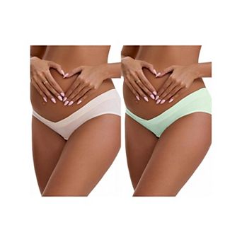 2 Packs Women's Cotton Low Waist Under the Bump Maternity Briefs Pregnancy Classic Underwear
