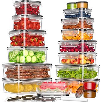 36 pc BPA-Free Plastic Food Storage Container Set with Labels