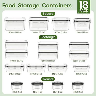 36-Piece BPA-Free Plastic Food Storage Container Set with Labels