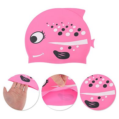 Silicone Polka Dot Fish Swim Cap for Child 1 Pc