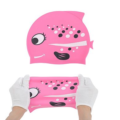 Silicone Polka Dot Fish Swim Cap for Child 1 Pc