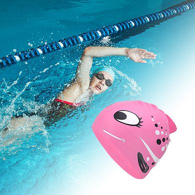 Silicone Polka Dot Fish Swim Cap for Child 1 Pc