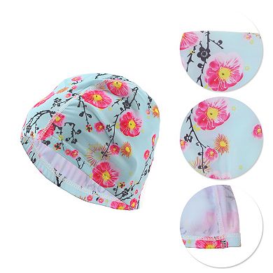Elasticity Plum Blossoms Pattern Swim Cap 5.91"x9.25" 1 Pc