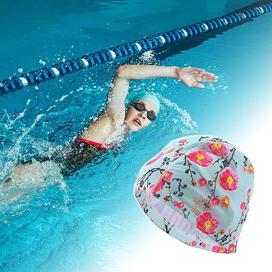 Elasticity Plum Blossoms Pattern Swim Cap 5.91"x9.25" 1 Pc