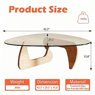 Triangle Tempered Glass Coffee Table for Modern Spaces