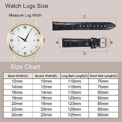 Leather Watch Band Embossed Alligator Pattern Cowhide Watch Strap Replacement with Spring Bars