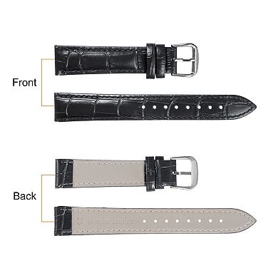 Leather Watch Band Embossed Alligator Pattern Cowhide Watch Strap Replacement with Spring Bars