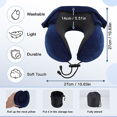 Travel Neck Pillow with Extra Large Hood Suitable for Offices Road Trip 1 Set