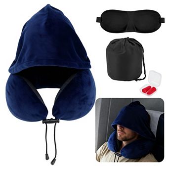Travel Neck Pillow with Extra Large Hood Suitable for Offices Road Trip 1 Set
