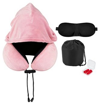 Travel Neck Pillow with Extra Large Hood Suitable for Offices Road Trip 1 Set