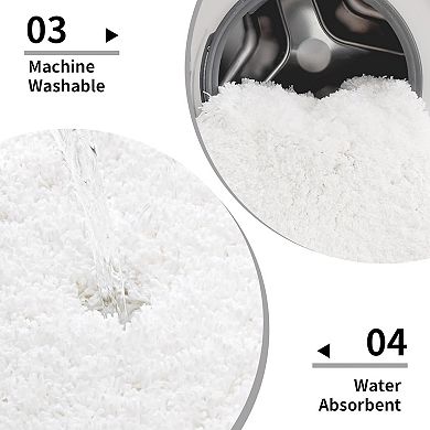 Non Slip Fluffy Toilet Rug U Shaped Washable Bathroom Floor Mat