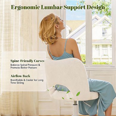 Soft Teddy Fabric Vanity Chair: Adjustable Height, Stylish, Space-saving