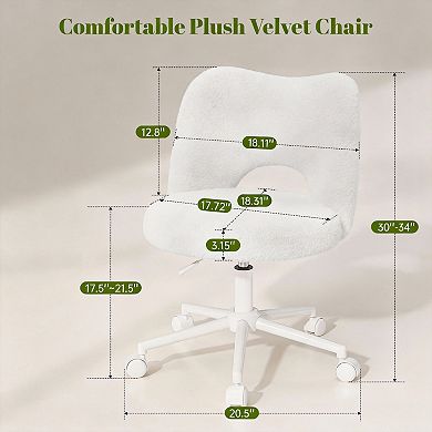 Soft Teddy Fabric Vanity Chair: Adjustable Height, Stylish, Space-saving