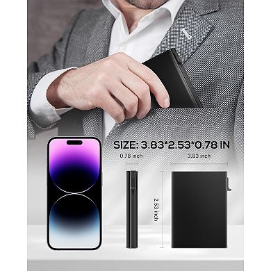 Smart Leather Wallet with Pop Up Card Case and RFID Blocking