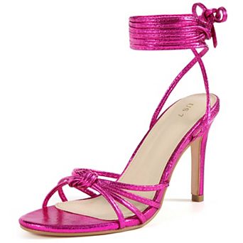 Knot Strappy Lace Up Metallic Stiletto Heel Sandals for Women