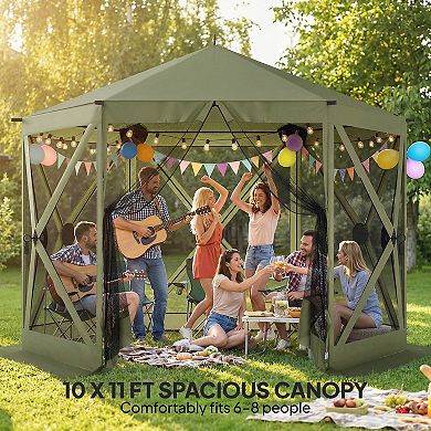 Outsunny 10 x 11 ft Pop Up Gazebo Screen Tent, Instant Camping Canopy