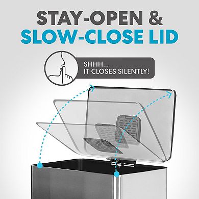 Stainless Steel Trash Can with Soft Close Foot Pedal and Smudge Resistant