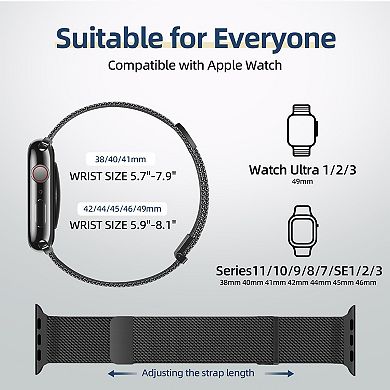 Strong Magnetic Stainless Steel Mesh Watch Band for Apple Watch Series 1-11