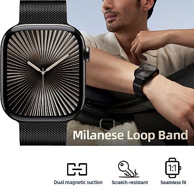 Strong Magnetic Stainless Steel Mesh Watch Band for Apple Watch Series 1-11