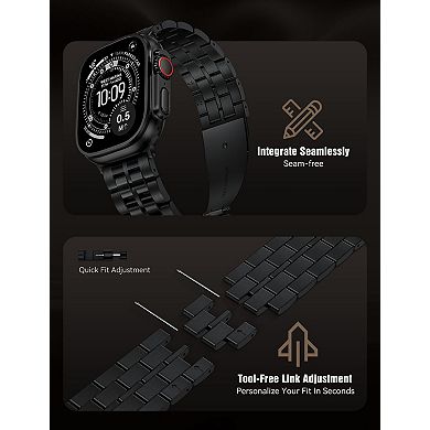 Solid Stainless Steel 5-Link Band for Apple Watch Ultra/Series 11-1/SE - men's premium design