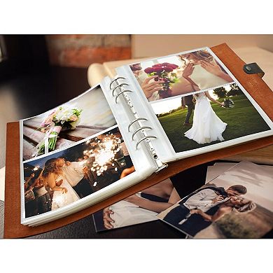 Leather Photo Album with Writing Space and 40 Papers for Wedding and Travel