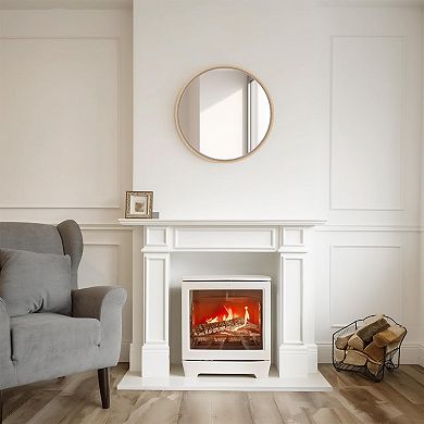 Natural 24" Wood Circle Mirror for Bathroom, Bedroom, Living Room, Entryway