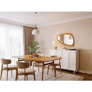 Irregular Shape 23x36" Asymmetrical Mirror with Pine Frame for Living Spaces