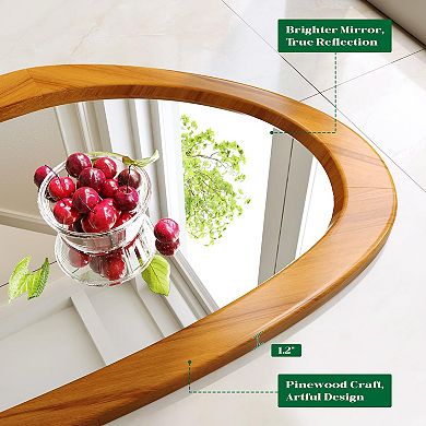 Irregular Shape 23x36" Asymmetrical Mirror with Pine Frame for Living Spaces