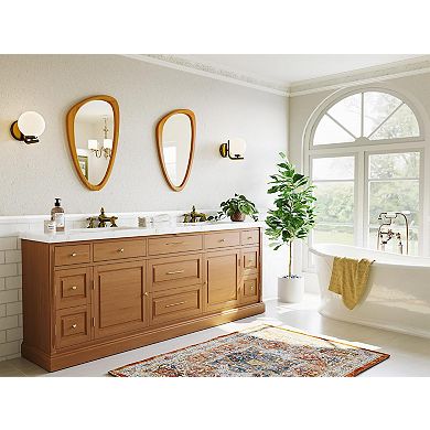 Irregular Shape 23x36" Asymmetrical Mirror with Pine Frame for Living Spaces