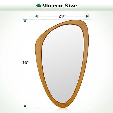 Irregular Shape 23x36" Asymmetrical Mirror with Pine Frame for Living Spaces